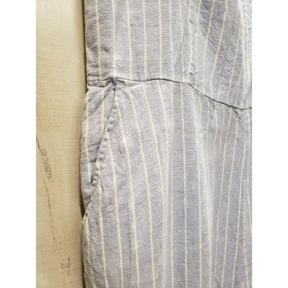 Old Navy Linen Blend Jumpsuit 2X Blue White Stripe Square Neck, Spaghetti Straps - Picture 3 of 11